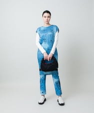 RSQGD06360 TRUNK HIROKO KOSHINO(ヒロココシノ) デニム風アートプリントレギンスパンツ/日本製/洗える ライトブルー