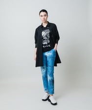 RSQGD06360 TRUNK HIROKO KOSHINO(ヒロココシノ) デニム風アートプリントレギンスパンツ/日本製/洗える ライトブルー