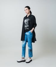 RSQGD06360 TRUNK HIROKO KOSHINO(ヒロココシノ) デニム風アートプリントレギンスパンツ/日本製/洗える ライトブルー