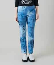 RSQGD06360 TRUNK HIROKO KOSHINO(ヒロココシノ) デニム風アートプリントレギンスパンツ/日本製/洗える ライトブルー