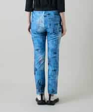 RSQGD06360 TRUNK HIROKO KOSHINO(ヒロココシノ) デニム風アートプリントレギンスパンツ/日本製/洗える ライトブルー