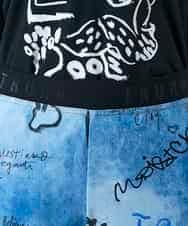 RSQGD06360 TRUNK HIROKO KOSHINO(ヒロココシノ) デニム風アートプリントレギンスパンツ/日本製/洗える ライトブルー