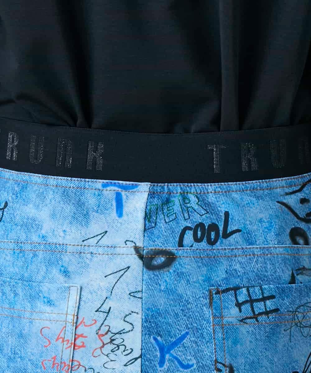 RSQGD06360 TRUNK HIROKO KOSHINO(ヒロココシノ) デニム風アートプリントレギンスパンツ/日本製/洗える ライトブルー
