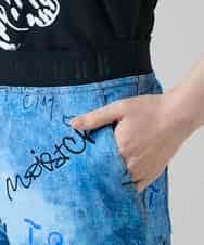 RSQGD06360 TRUNK HIROKO KOSHINO(ヒロココシノ) デニム風アートプリントレギンスパンツ/日本製/洗える ライトブルー