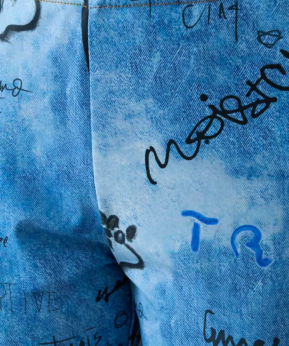 RSQGD06360 TRUNK HIROKO KOSHINO(ヒロココシノ) デニム風アートプリントレギンスパンツ/日本製/洗える ライトブルー