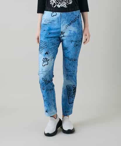 RSQGD06360 TRUNK HIROKO KOSHINO デニム風アートプリントレギンスパンツ/日本製/洗える