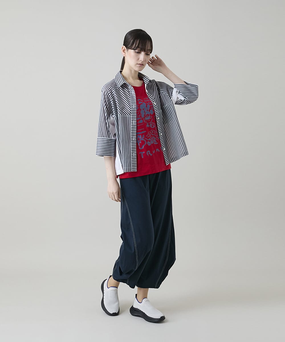 RSQGD18360 TRUNK HIROKO KOSHINO(ヒロココシノ) コットンジャージーボリュームパンツ/洗える ネイビー