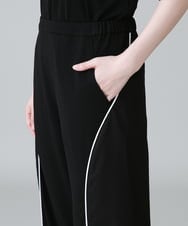 RSQGX33290 TRUNK HIROKO KOSHINO(ヒロココシノ) パイピングラインブロッキングパンツ /日本製/洗える ブラック