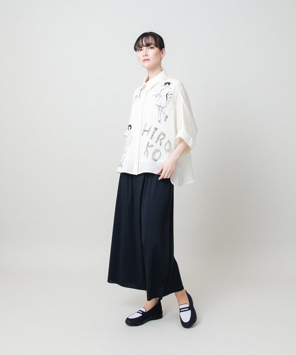 RSQHE03560 TRUNK HIROKO KOSHINO(ヒロココシノ) プリモーディアルサルエルタックパンツ/日本製/洗える ホワイト