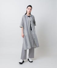 RSQIE09460 TRUNK HIROKO KOSHINO(ヒロココシノ) ジオメトリック柄ストレートパンツ/日本製/洗える ベージュ