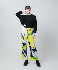 RSQJB10590 TRUNK HIROKO KOSHINO(ヒロココシノ) オリジナルプリーツストレートパンツ /洗える ダークグレー