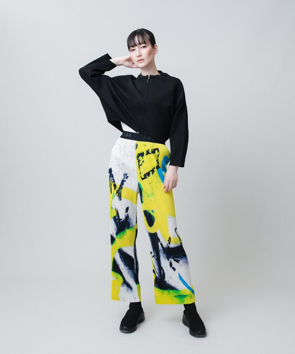 RSQJB10590 TRUNK HIROKO KOSHINO(ヒロココシノ) オリジナルプリーツストレートパンツ /洗える ダークグレー