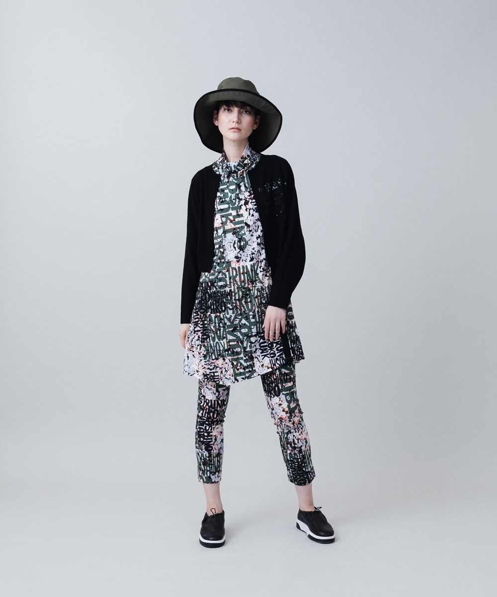 RSQJW07360 TRUNK HIROKO KOSHINO(ヒロココシノ) フラワーロゴハイテンションパンツ /日本製/洗える カーキ