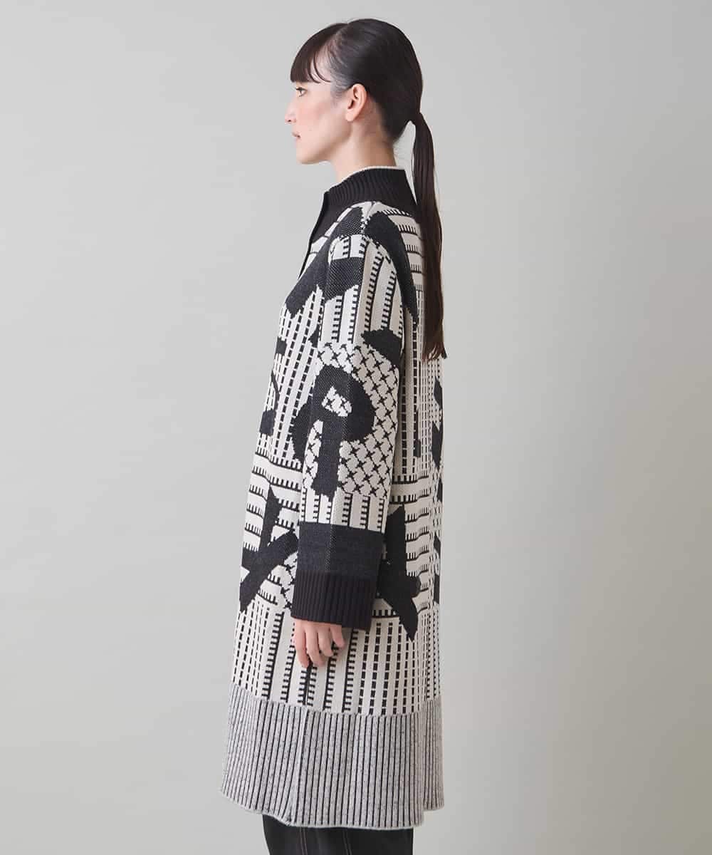 RSSAD07690 TRUNK HIROKO KOSHINO(ヒロココシノ) フロントジップニットコート/日本製/洗える ブラック
