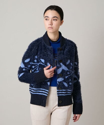 RSSAE15530 TRUNK HIROKO KOSHINO ジャガードニットカーディガン/日本製