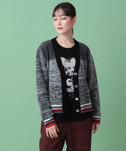 RSSAG10560 TRUNK HIROKO KOSHINO 杢調Vネックニットカーディガン