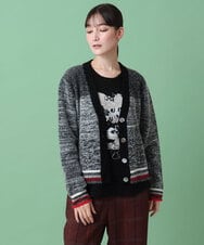 RSSAG10560 TRUNK HIROKO KOSHINO(ヒロココシノ) 杢調Vネックニットカーディガン ダークグレー