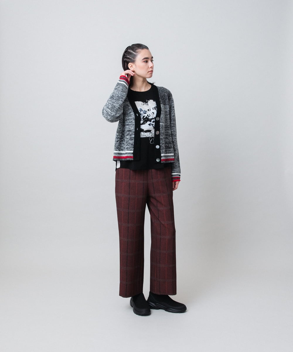 RSSAG10560 TRUNK HIROKO KOSHINO(ヒロココシノ) 杢調Vネックニットカーディガン ダークグレー