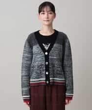 RSSAG10560 TRUNK HIROKO KOSHINO(ヒロココシノ) 杢調Vネックニットカーディガン ダークグレー