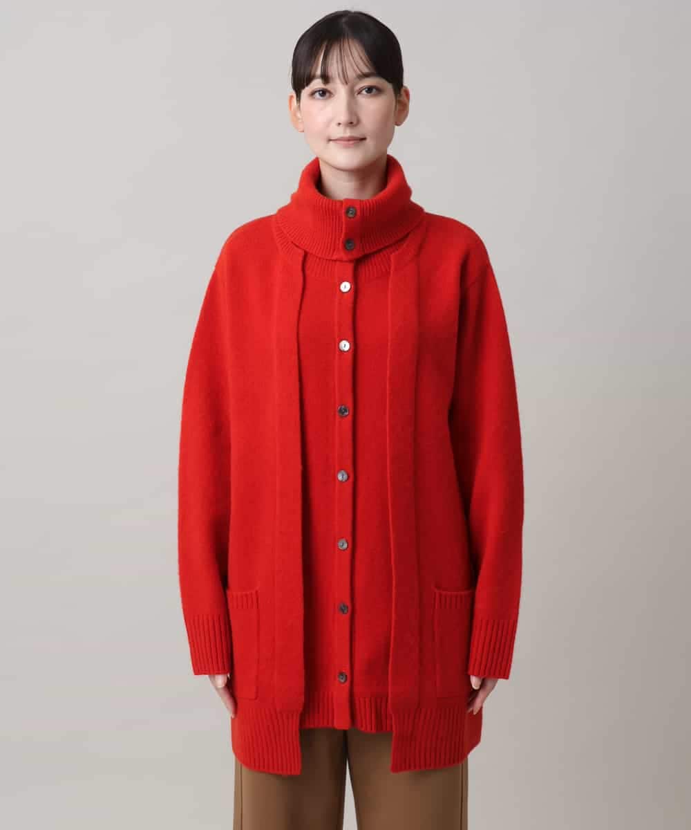 「新品未使用 」HIROKO KOSHINO 女優襟 アルパカ.ウールコート レイヤードライクウールニットコート(その他のコート・ブルゾン