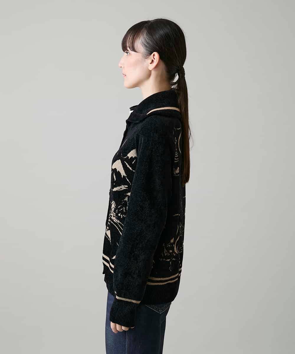 RSSAH18530 TRUNK HIROKO KOSHINO(ヒロココシノ) ウィンターモチーフジャカードカーディガン /日本製  ブラック