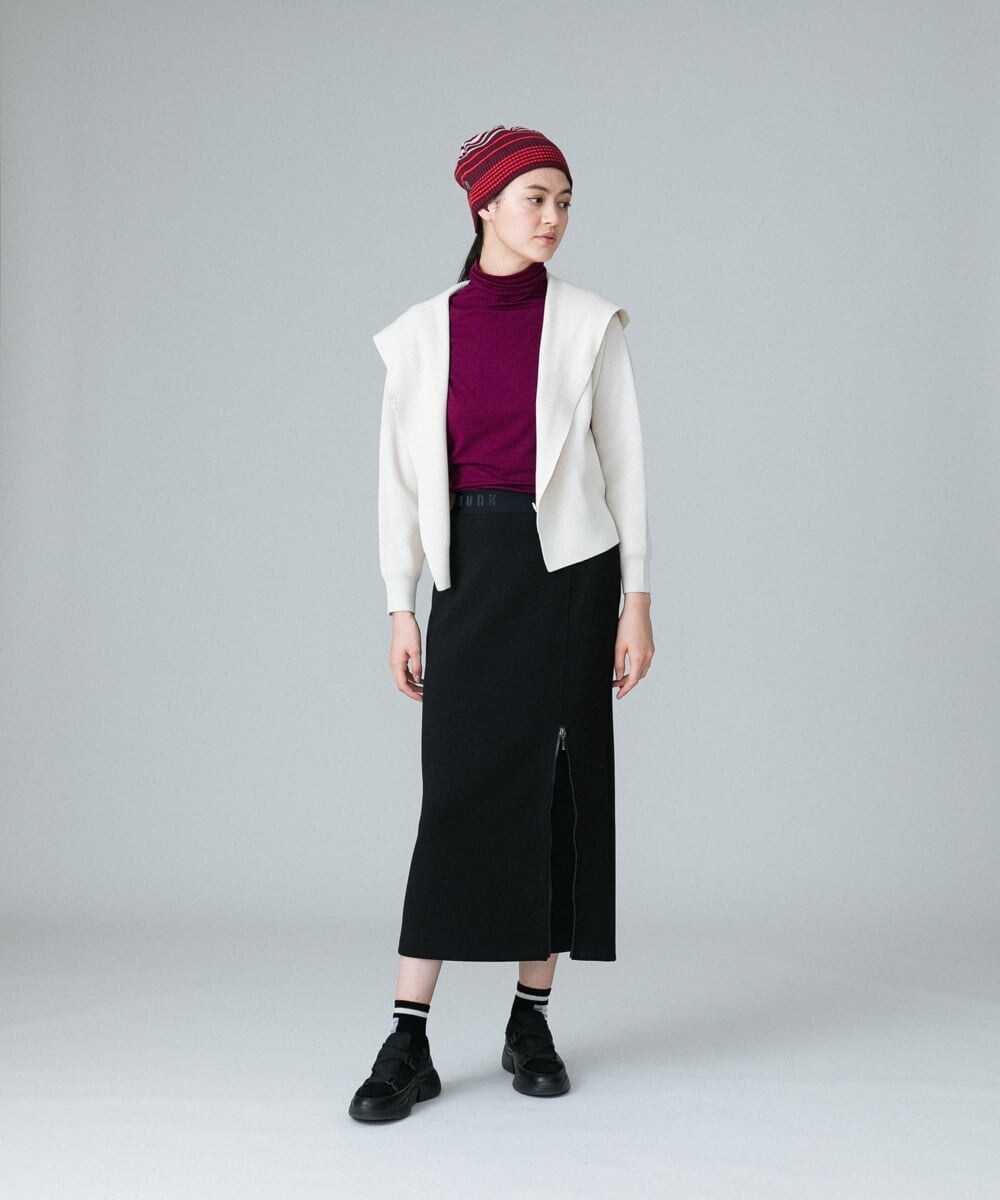 RSSAW55330 TRUNK HIROKO KOSHINO(ヒロココシノ) 両畦リブニットフードジャケット ベージュ