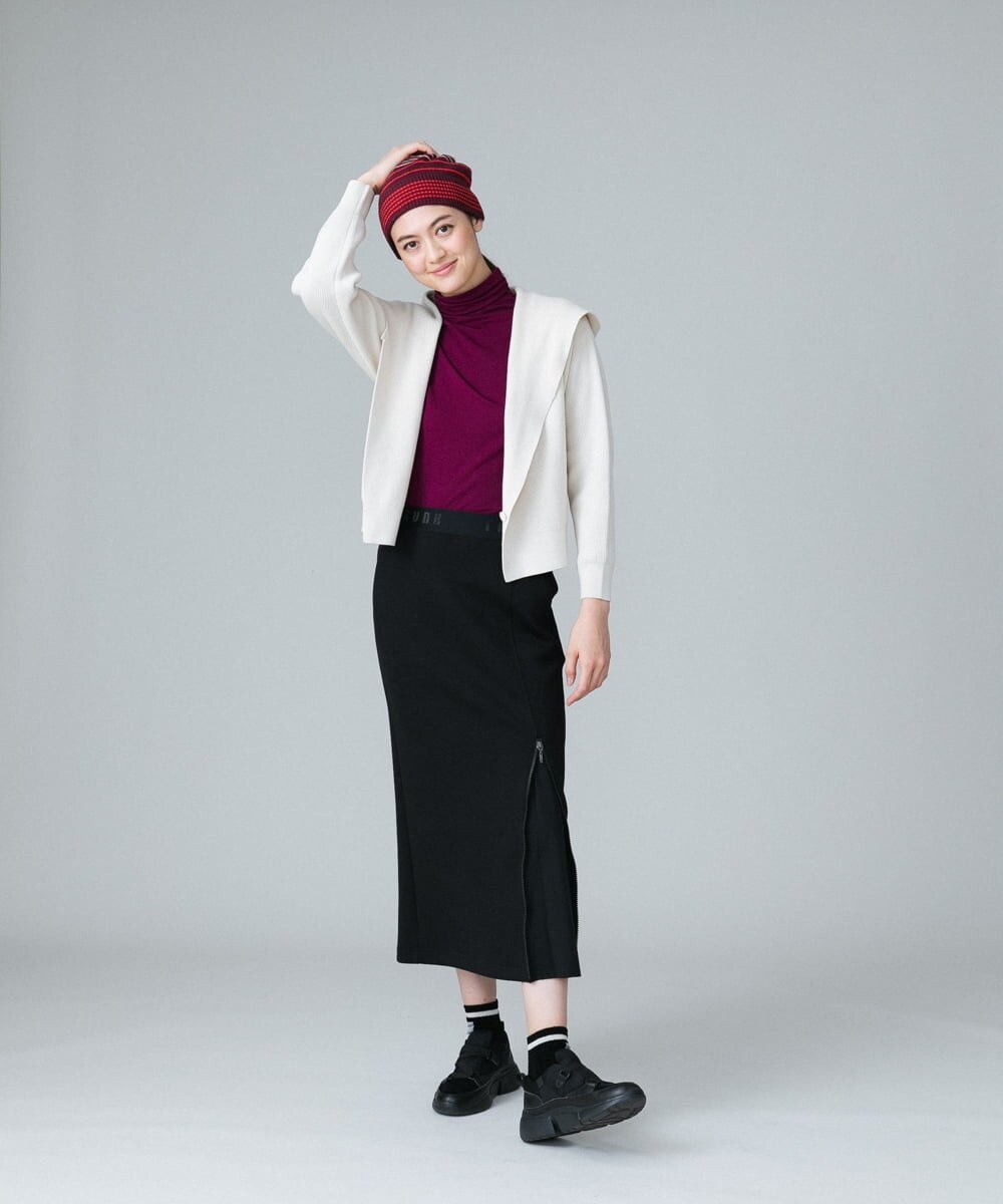 RSSAW55330 TRUNK HIROKO KOSHINO(ヒロココシノ) 両畦リブニットフードジャケット ベージュ