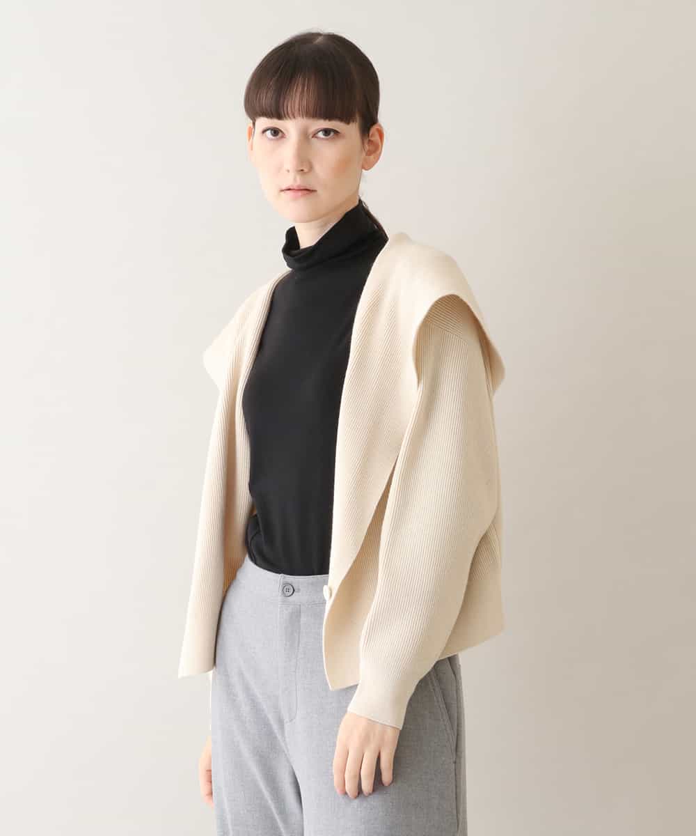 RSSAW55330 TRUNK HIROKO KOSHINO(ヒロココシノ) 両畦リブニットフードジャケット ベージュ