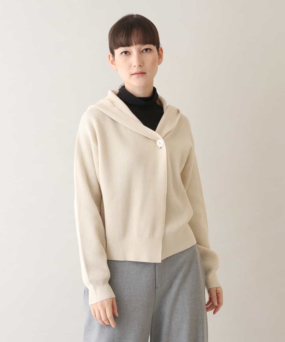 RSSAW55330 TRUNK HIROKO KOSHINO(ヒロココシノ) 両畦リブニットフードジャケット ベージュ