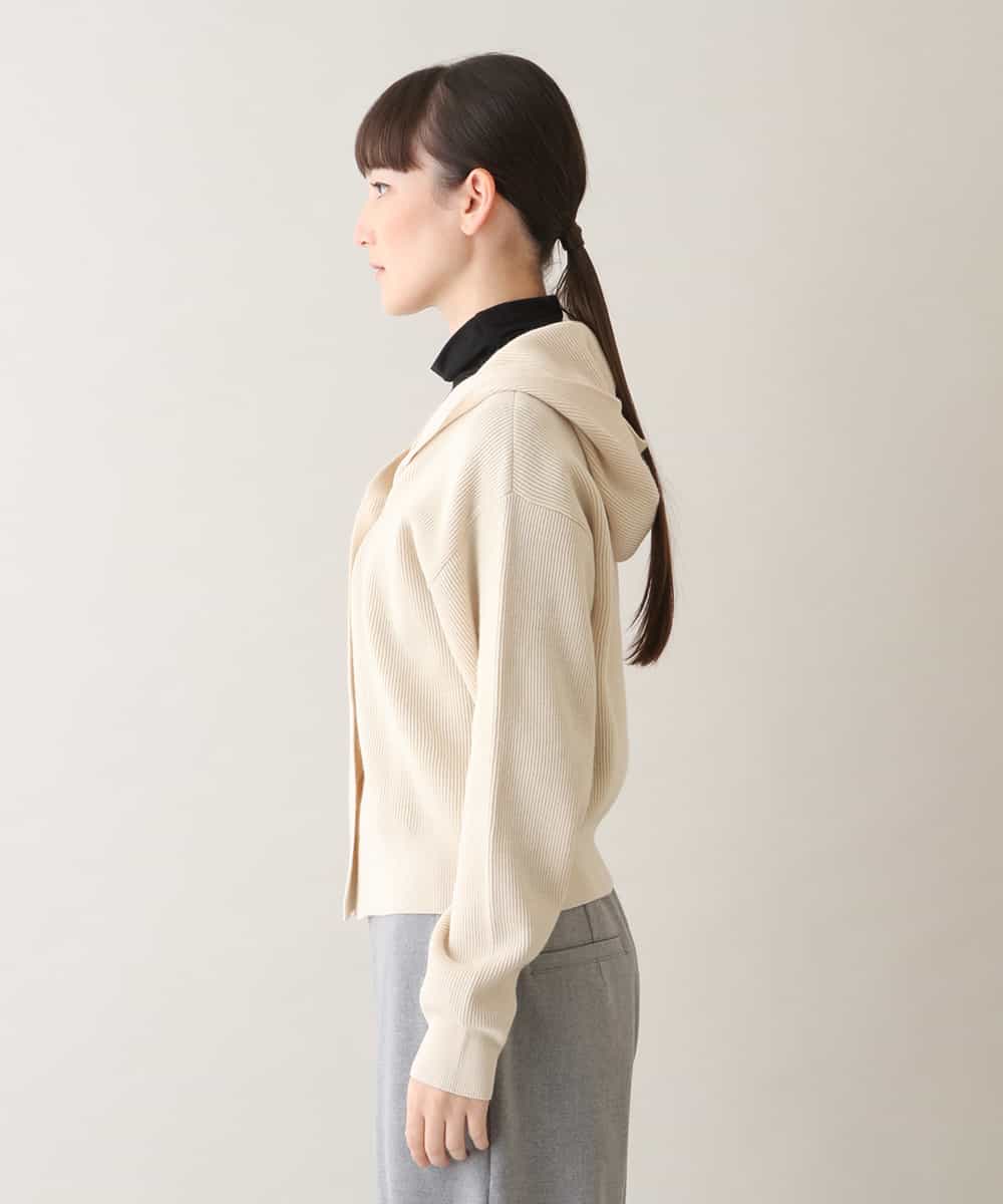 RSSAW55330 TRUNK HIROKO KOSHINO(ヒロココシノ) 両畦リブニットフードジャケット ベージュ