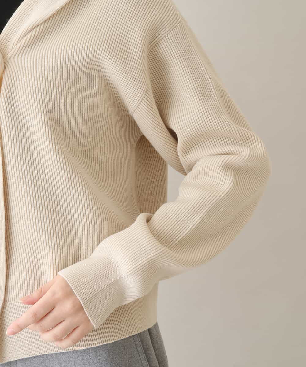 RSSAW55330 TRUNK HIROKO KOSHINO(ヒロココシノ) 両畦リブニットフードジャケット ベージュ