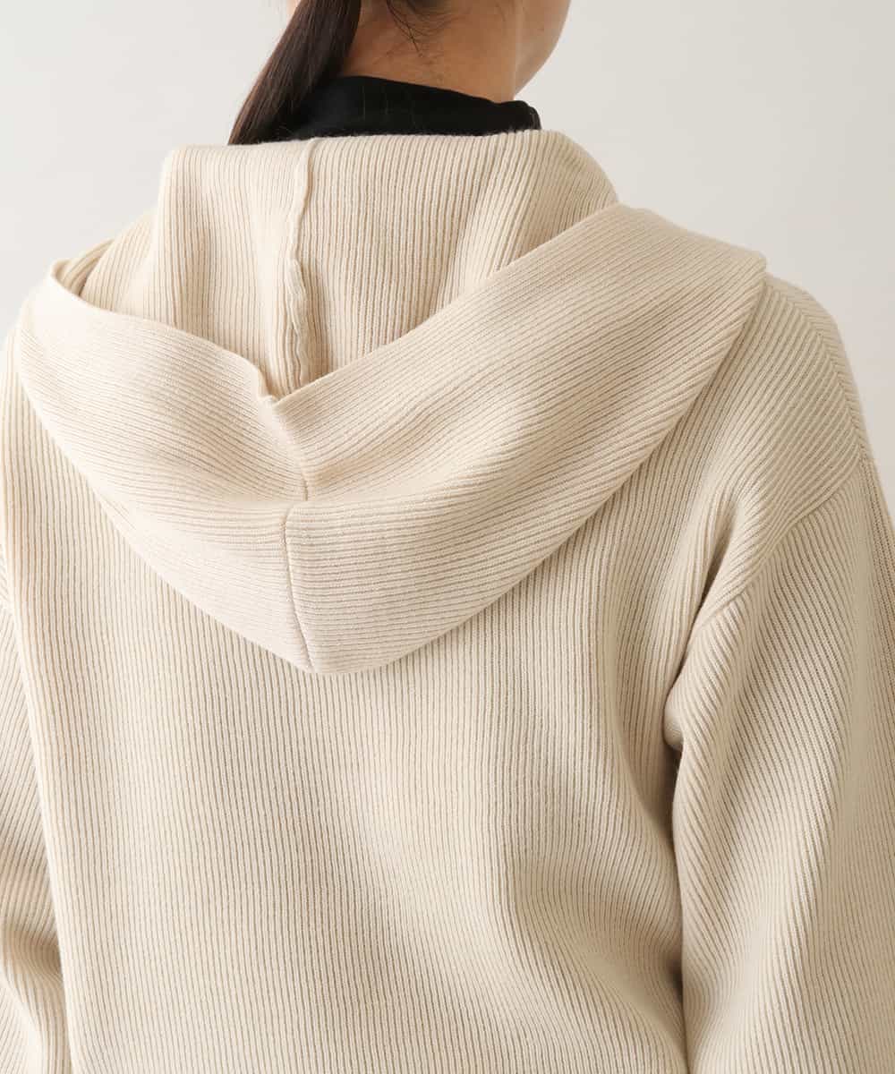 RSSAW55330 TRUNK HIROKO KOSHINO(ヒロココシノ) 両畦リブニットフードジャケット ベージュ