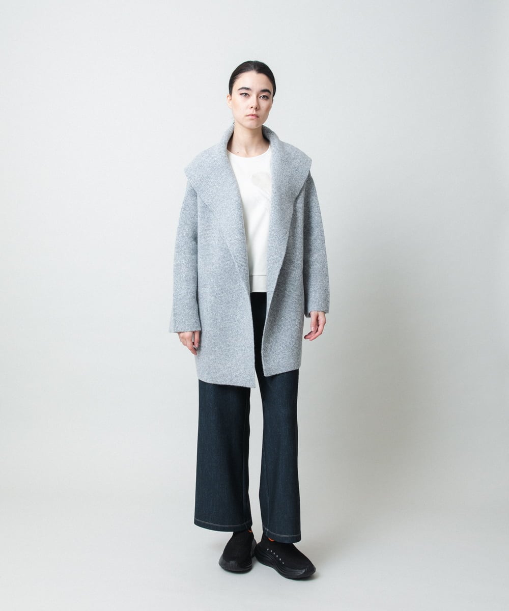 RSSCD16630 TRUNK HIROKO KOSHINO(ヒロココシノ) ミラノリブショールカラーコート ライトグレー