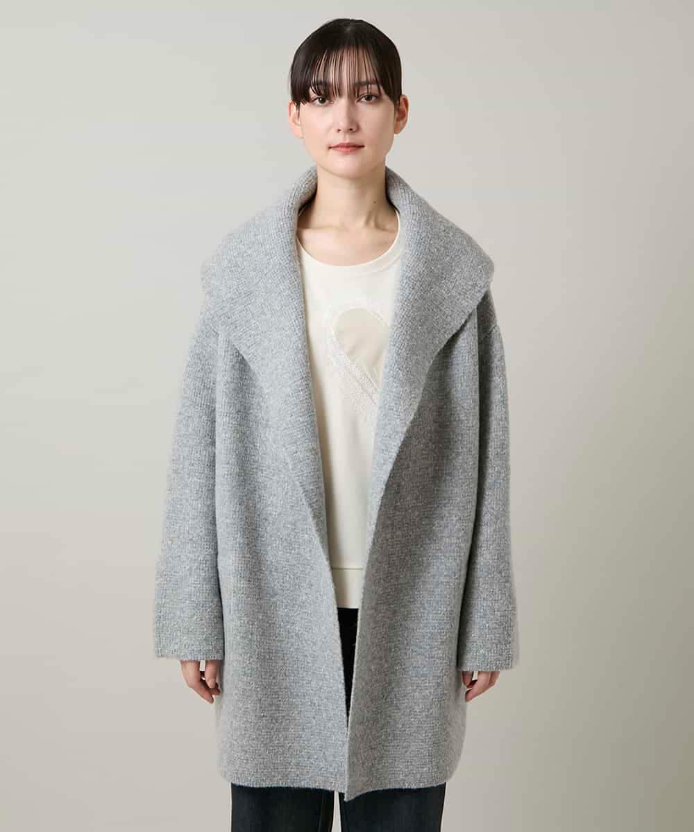 RSSCD16630 TRUNK HIROKO KOSHINO(ヒロココシノ) ミラノリブショールカラーコート ライトグレー