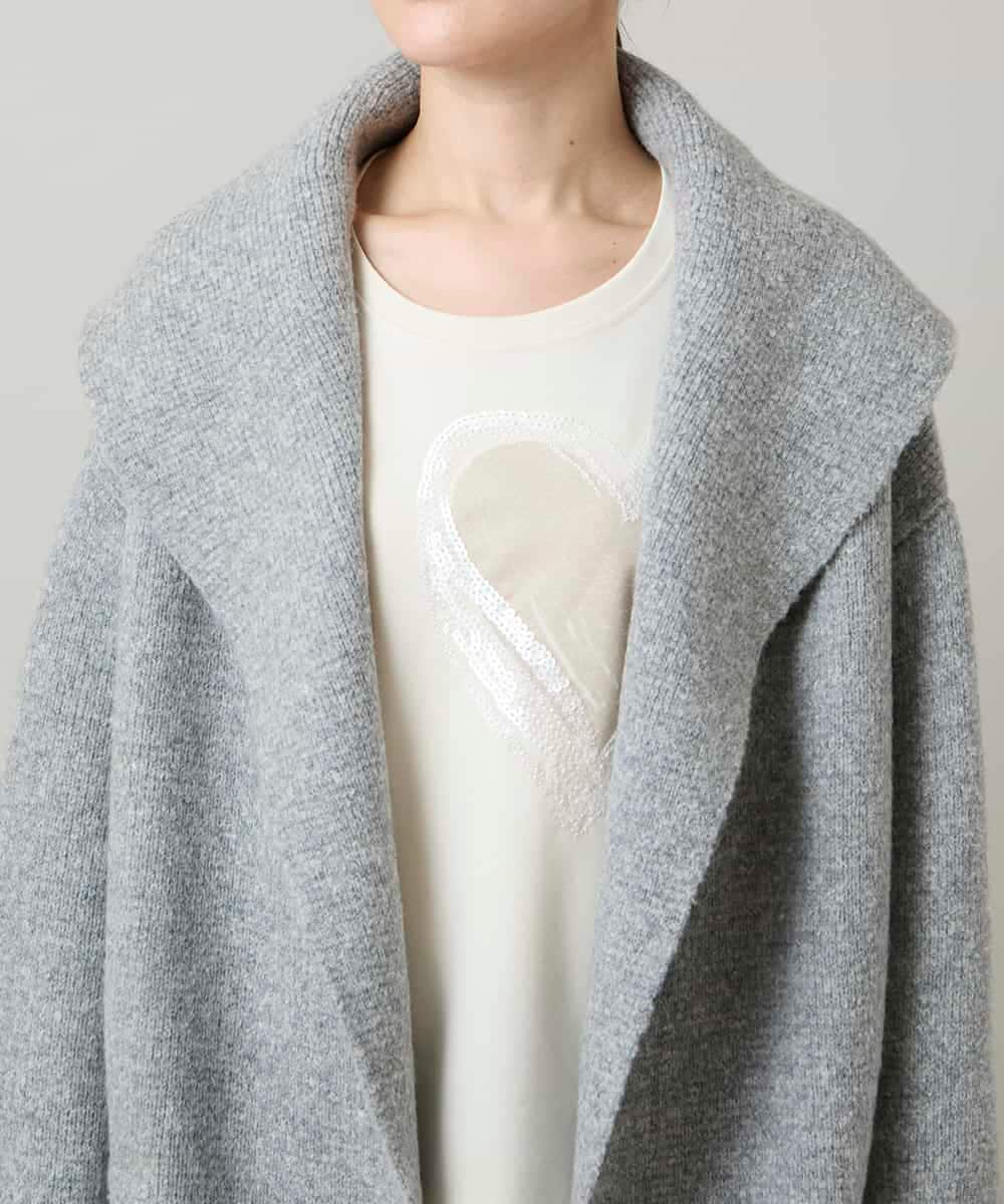 RSSCD16630 TRUNK HIROKO KOSHINO(ヒロココシノ) ミラノリブショールカラーコート ライトグレー