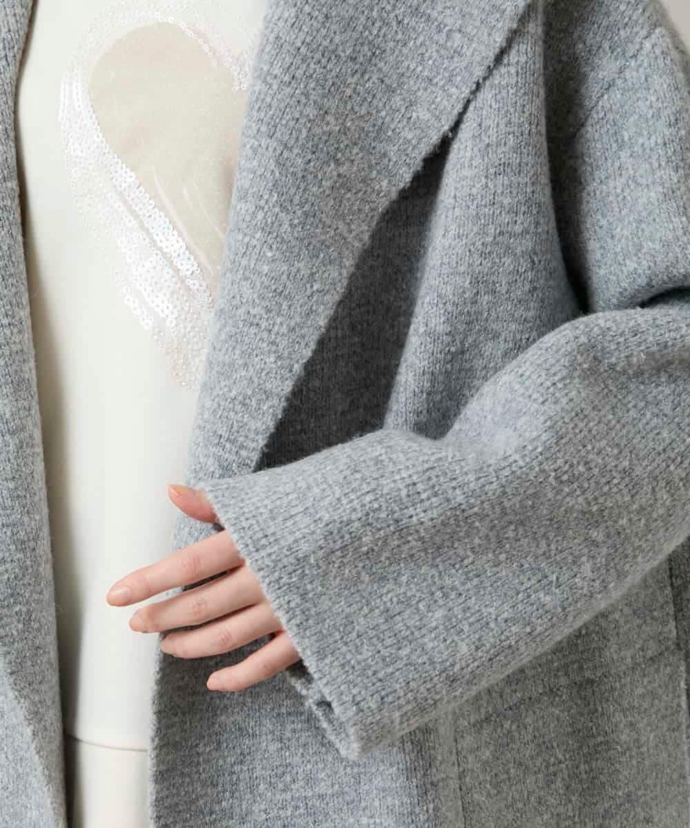 RSSCD16630 TRUNK HIROKO KOSHINO(ヒロココシノ) ミラノリブショールカラーコート ライトグレー