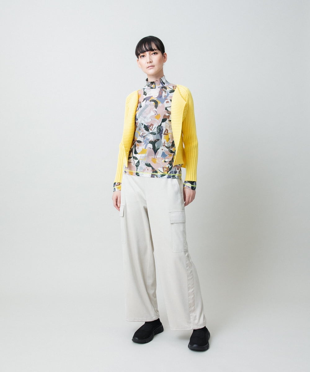 RSSEE26390 TRUNK HIROKO KOSHINO(ヒロココシノ) 【先行予約】リブニットコンパクトジャケット /洗える イエロー