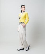 RSSEE26390 TRUNK HIROKO KOSHINO(ヒロココシノ) リブニットコンパクトジャケット /洗える イエロー