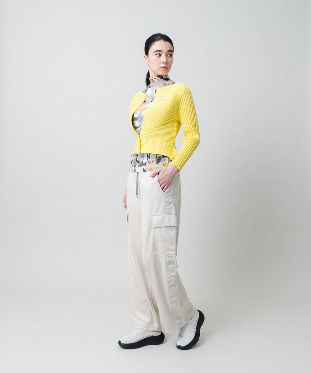 RSSEE26390 TRUNK HIROKO KOSHINO(ヒロココシノ) リブニットコンパクトジャケット /洗える イエロー