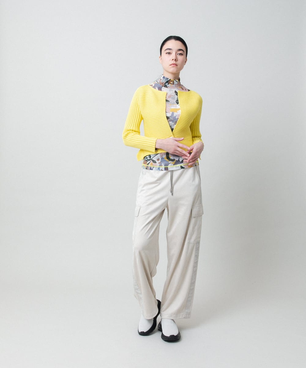 RSSEE26390 TRUNK HIROKO KOSHINO(ヒロココシノ) リブニットコンパクトジャケット /洗える イエロー