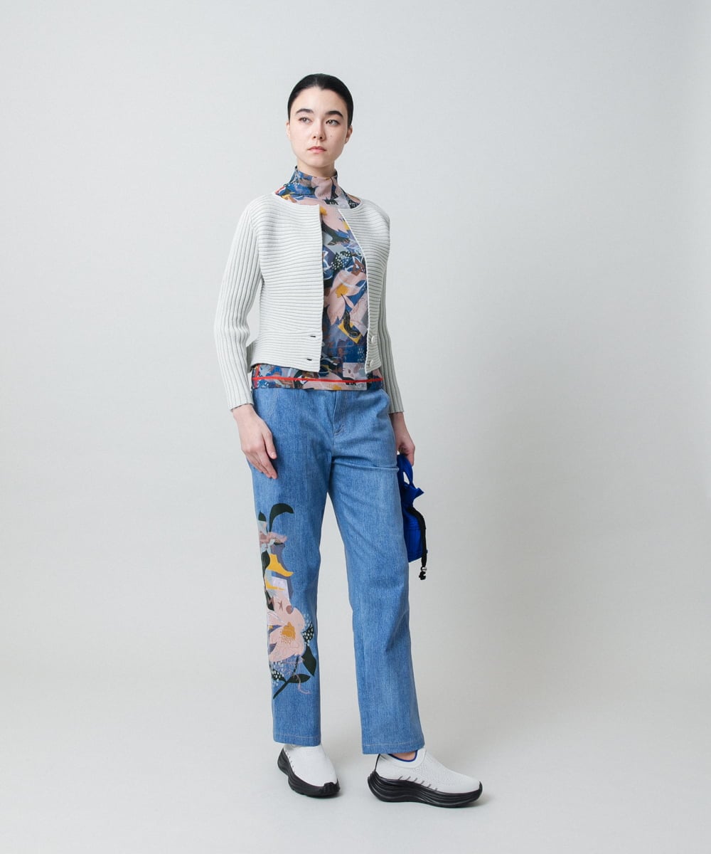 RSSEE26390 TRUNK HIROKO KOSHINO(ヒロココシノ) リブニットコンパクトジャケット /洗える イエロー