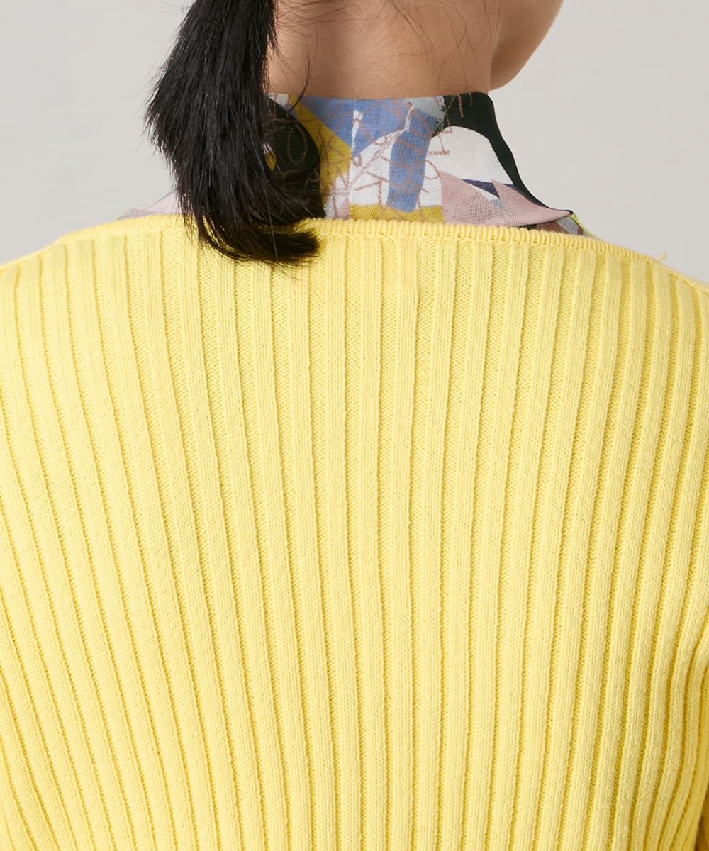RSSEE26390 TRUNK HIROKO KOSHINO(ヒロココシノ) 【先行予約】リブニットコンパクトジャケット /洗える イエロー