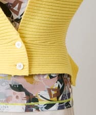 RSSEE26390 TRUNK HIROKO KOSHINO(ヒロココシノ) 【先行予約】リブニットコンパクトジャケット /洗える イエロー