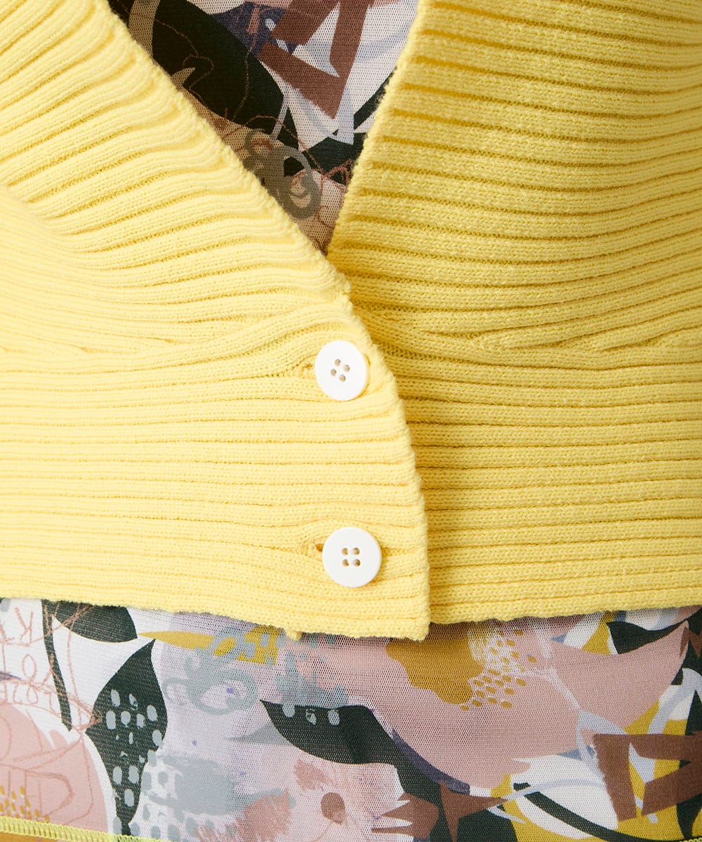 RSSEE26390 TRUNK HIROKO KOSHINO(ヒロココシノ) 【先行予約】リブニットコンパクトジャケット /洗える イエロー