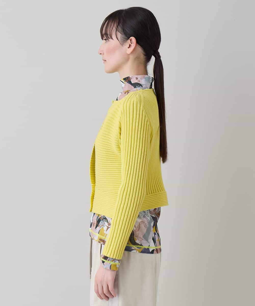 RSSEE26390 TRUNK HIROKO KOSHINO(ヒロココシノ) リブニットコンパクトジャケット /洗える イエロー