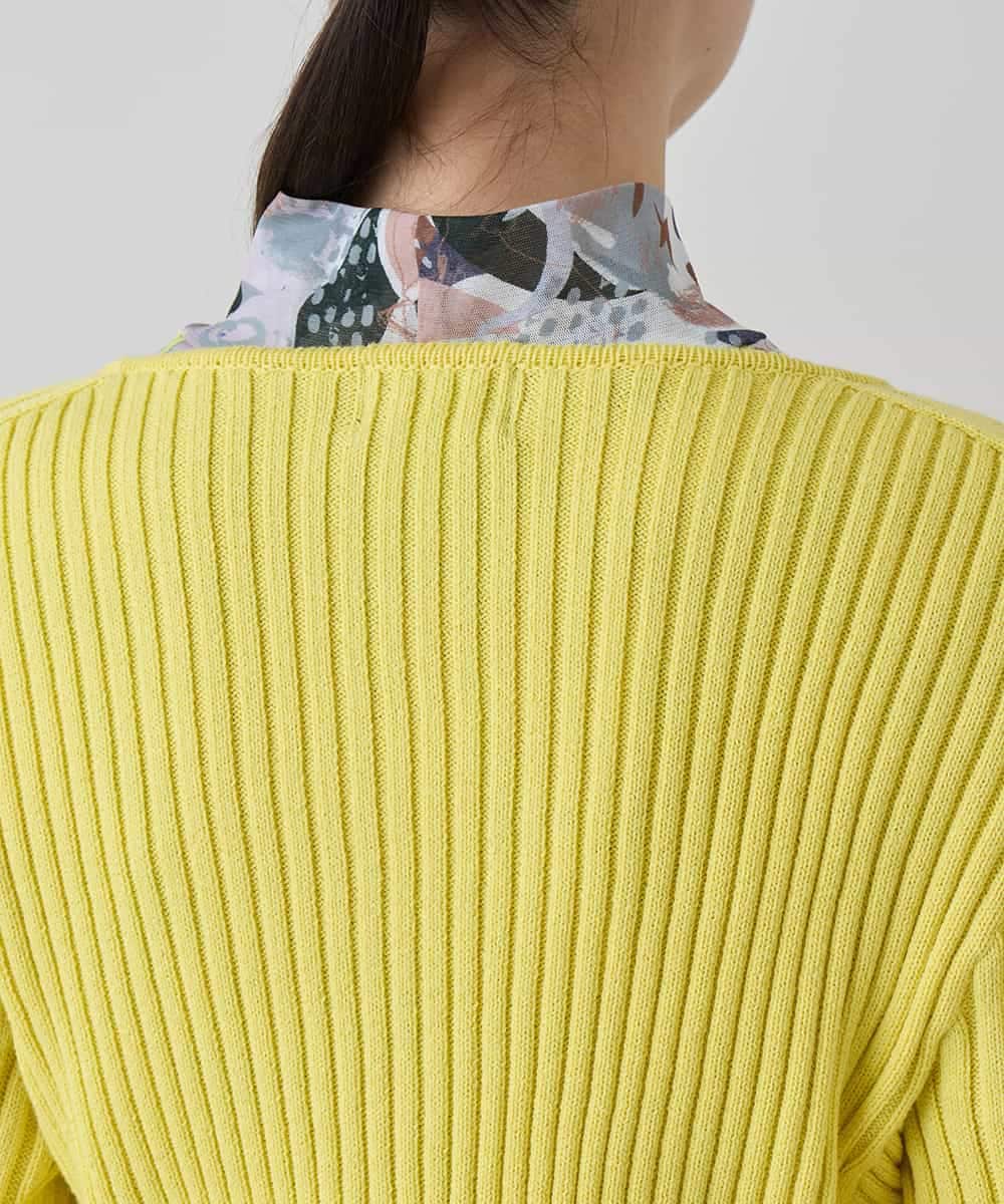 RSSEE26390 TRUNK HIROKO KOSHINO(ヒロココシノ) リブニットコンパクトジャケット /洗える イエロー