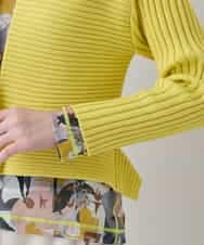 RSSEE26390 TRUNK HIROKO KOSHINO(ヒロココシノ) リブニットコンパクトジャケット /洗える イエロー