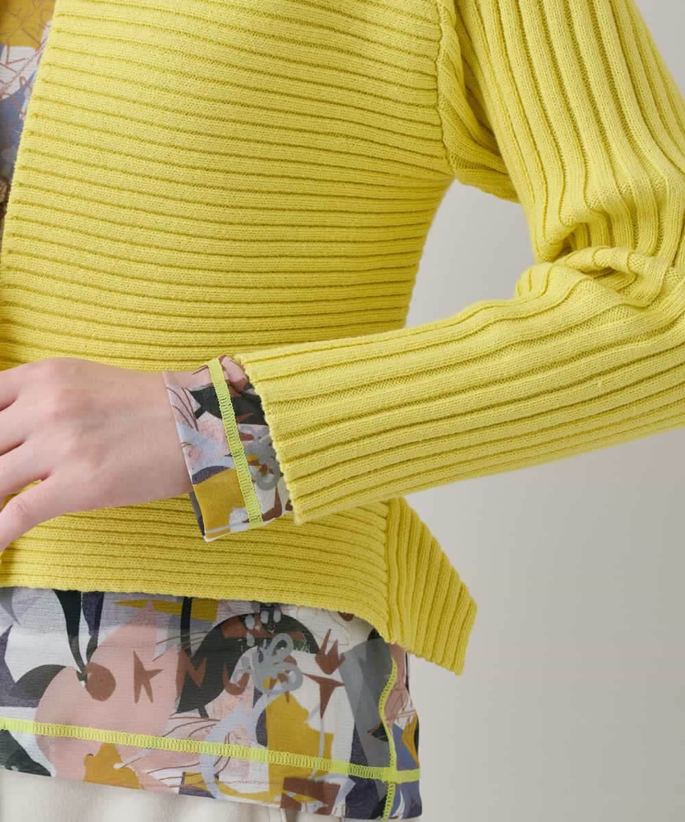 RSSEE26390 TRUNK HIROKO KOSHINO(ヒロココシノ) リブニットコンパクトジャケット /洗える イエロー