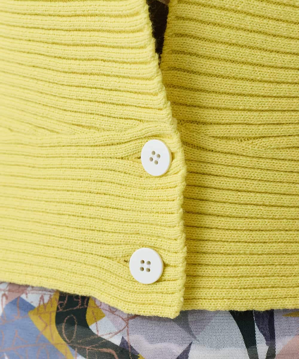 RSSEE26390 TRUNK HIROKO KOSHINO(ヒロココシノ) リブニットコンパクトジャケット /洗える イエロー