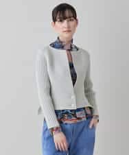 RSSEE26390 TRUNK HIROKO KOSHINO(ヒロココシノ) リブニットコンパクトジャケット /洗える ライトグレー